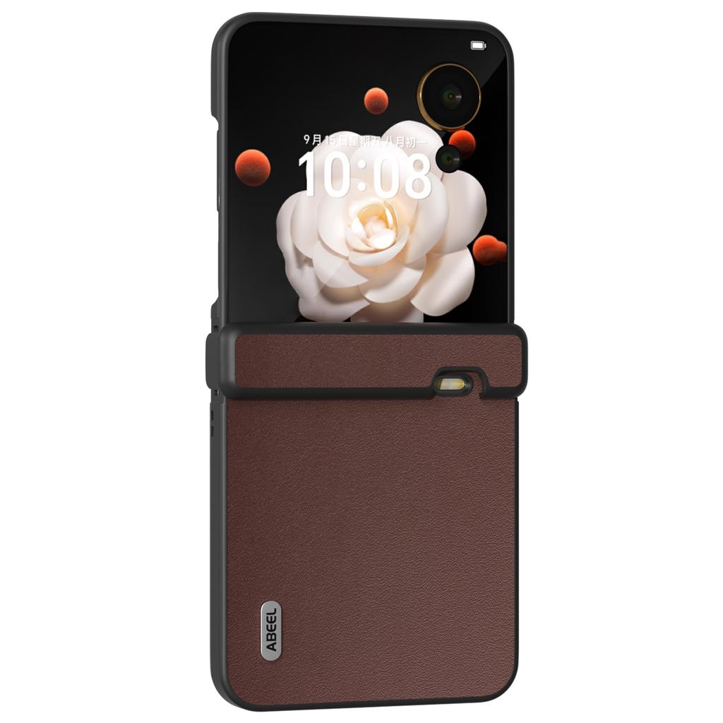 Für Honor Magic V Flip 5G Hülle Echtes Rindsleder + PC Scharnierschutz Handyhülle