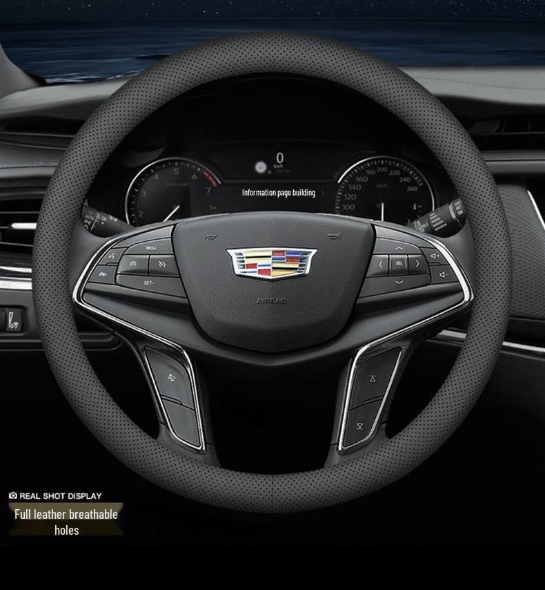 Anti-Slip Napa Leather Steering Wheel Cover, Ultra-Thin & Universal, All-Season Car Accessory for Men and Women