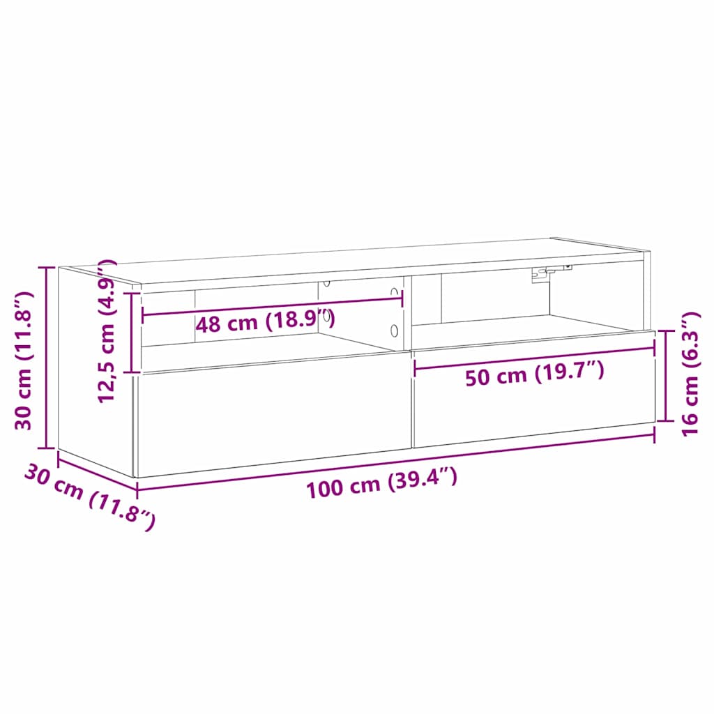 TV Wall Cabinet Reclaimed Wood Look 100 x 30 x 30 cm Engineered Wood