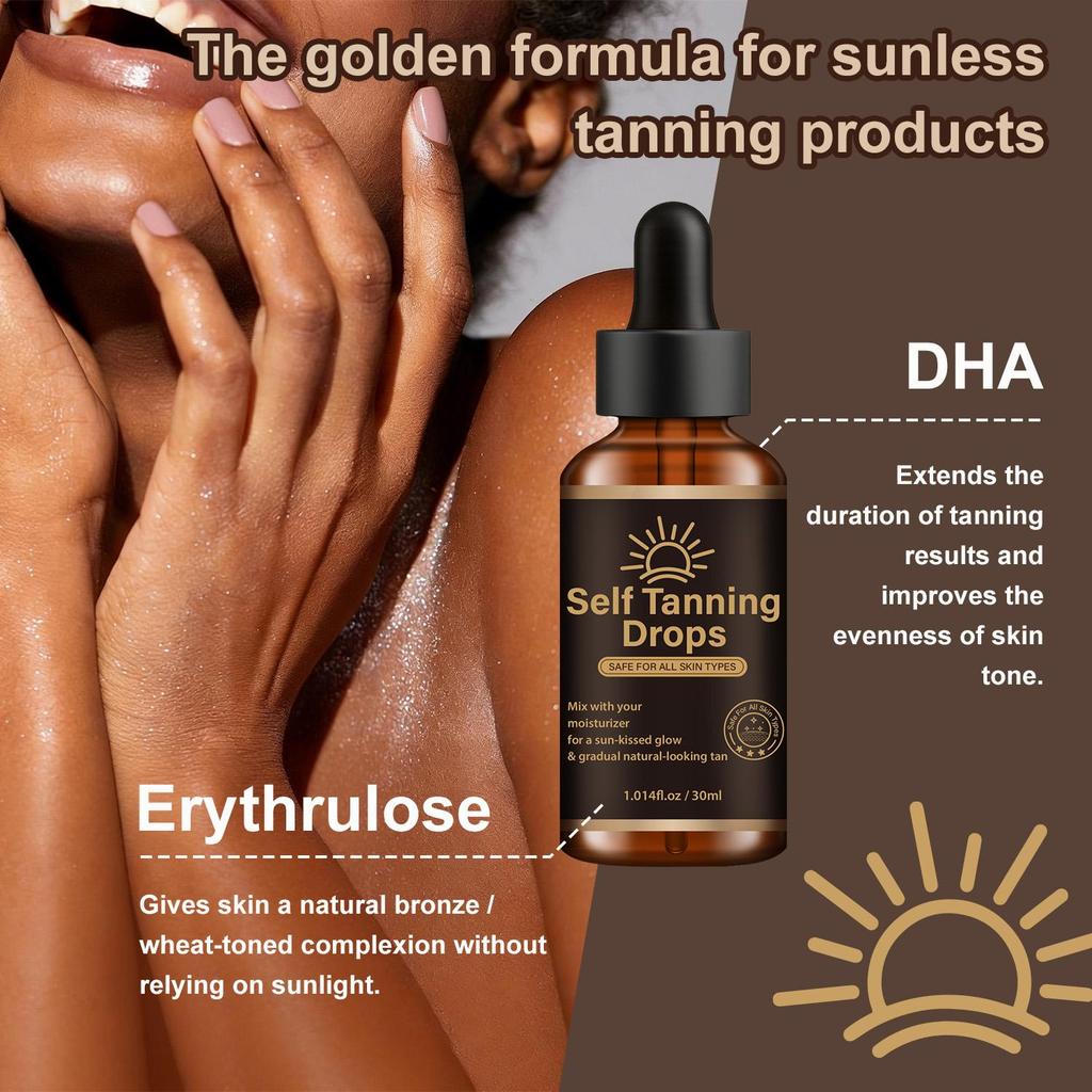 Self Tanning Drops-No Need For Sunlight-Mild Formuls-Improve Skin Tone And Appearance, Reduce Uneven Color-30ml