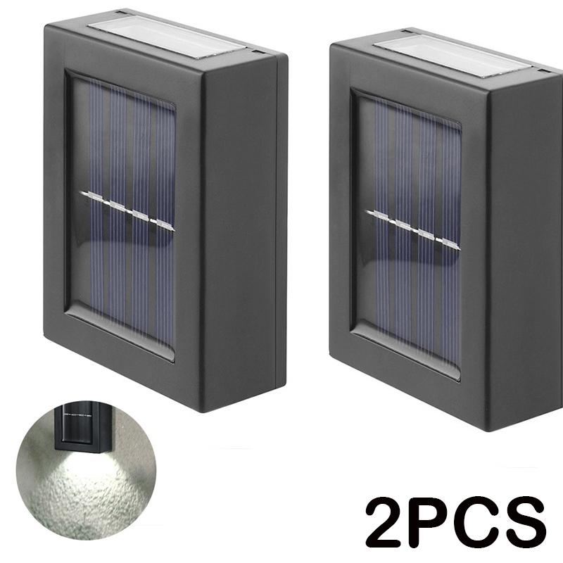 8PCS LED Solar Wall Lamp Outdoor Waterproof Up and Down Lighting Garden Decoration Solar Lights Stairs Fence Sunlight Lamp