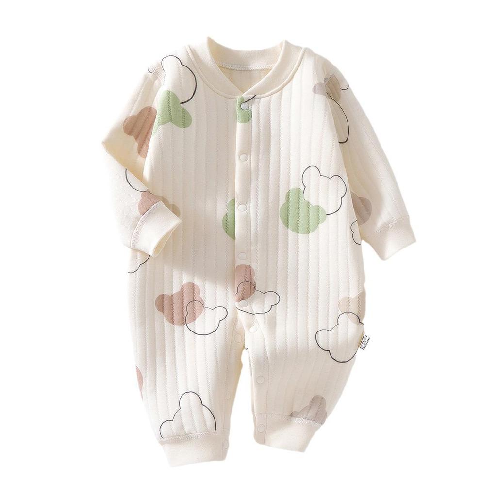 Unisex Gesteppter Baumwoll-Baby-Strampler - Warmer, leichter Neugeborenenanzug für Frühling & Herbst