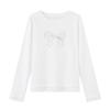 La Chapelle Cotton Long-Sleeve Lace Hem Bow T-Shirt
