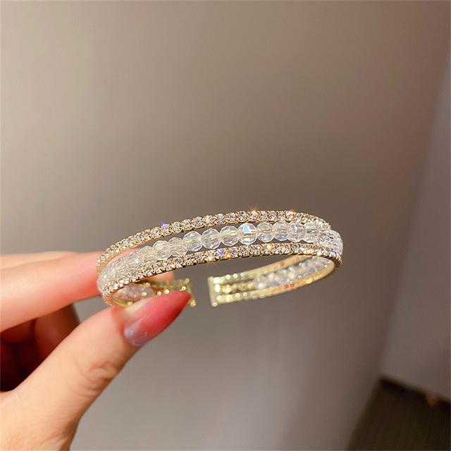 

Роскошный браслет из кристаллов для женщин, модная тяжелая металлическая двойная цепочка, цепочка из бисера, блестящий кубический цирконий класса ААА, изящный подарок на день рождения