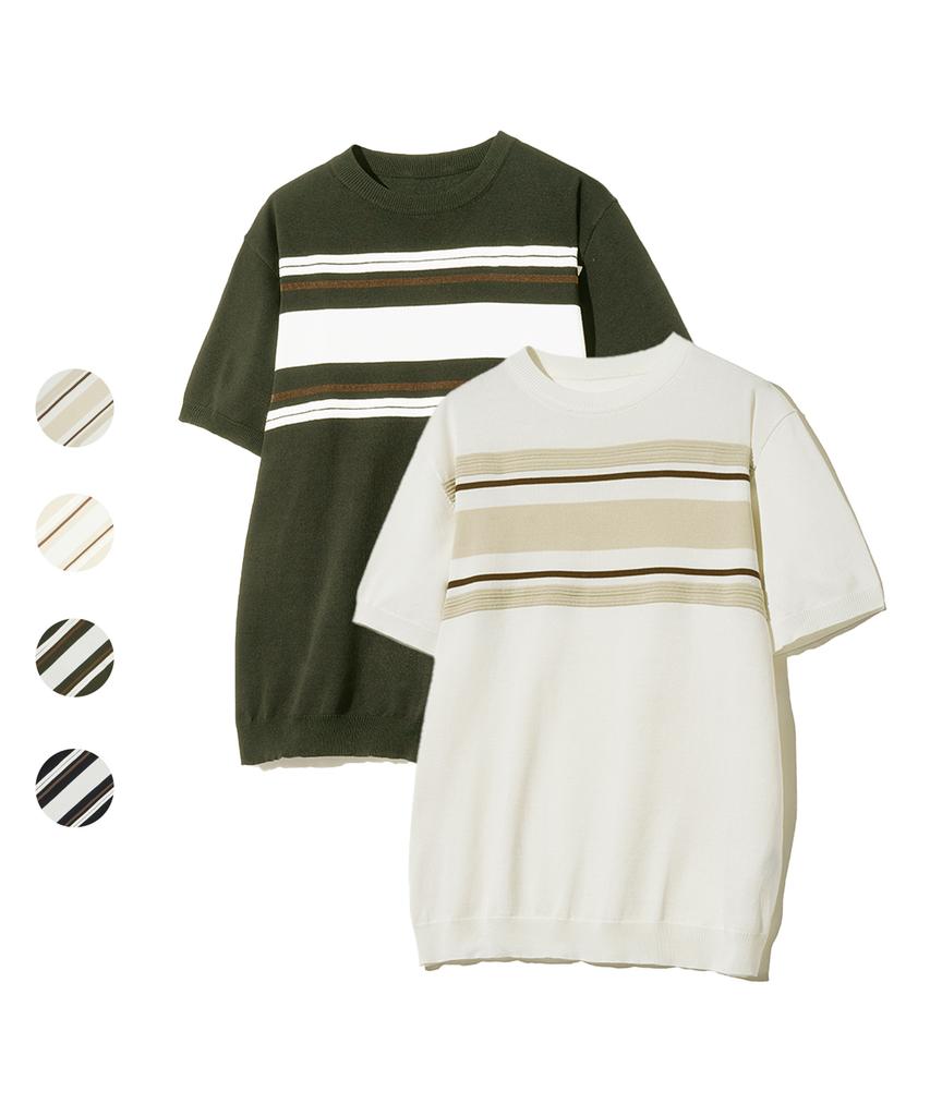 IRONYPORNO WHITELINE 86-Iroj048 Color Mix Round Short Sleeve Knit 4 Colors