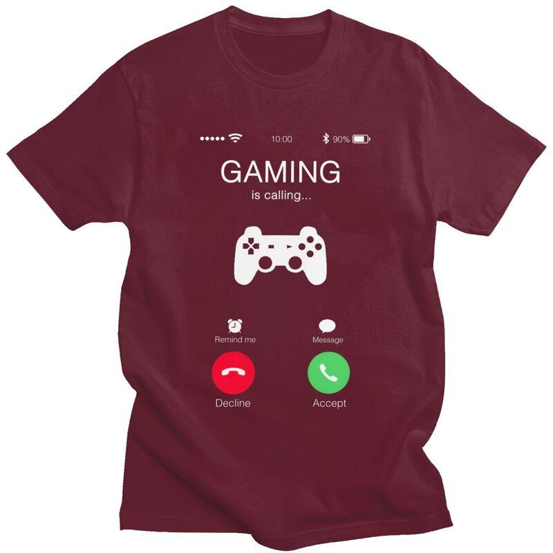 Gaming Is Calling T Shirt Unisex Short Sleeves Pure Cotton Tshirt Leisure Game Lover Tee Tops Fashion Tshirt For Husband Boyfriend