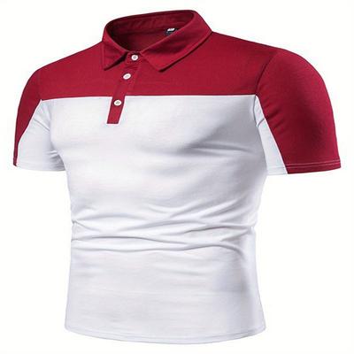 Men's Summer Casual Shirt with Fashionable Two Tone Contrasting Design and Short Sleeved Comfortable Polo Shirt for Outdoor Wear
