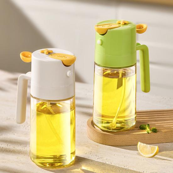 Glass Oil Sprayer Bottle for Kitchen 2-in-1 Spray & Pour Oil Dispenser Non-Drip Nozzle Atomizing Oil Sprayer with Anti-Clog Filter