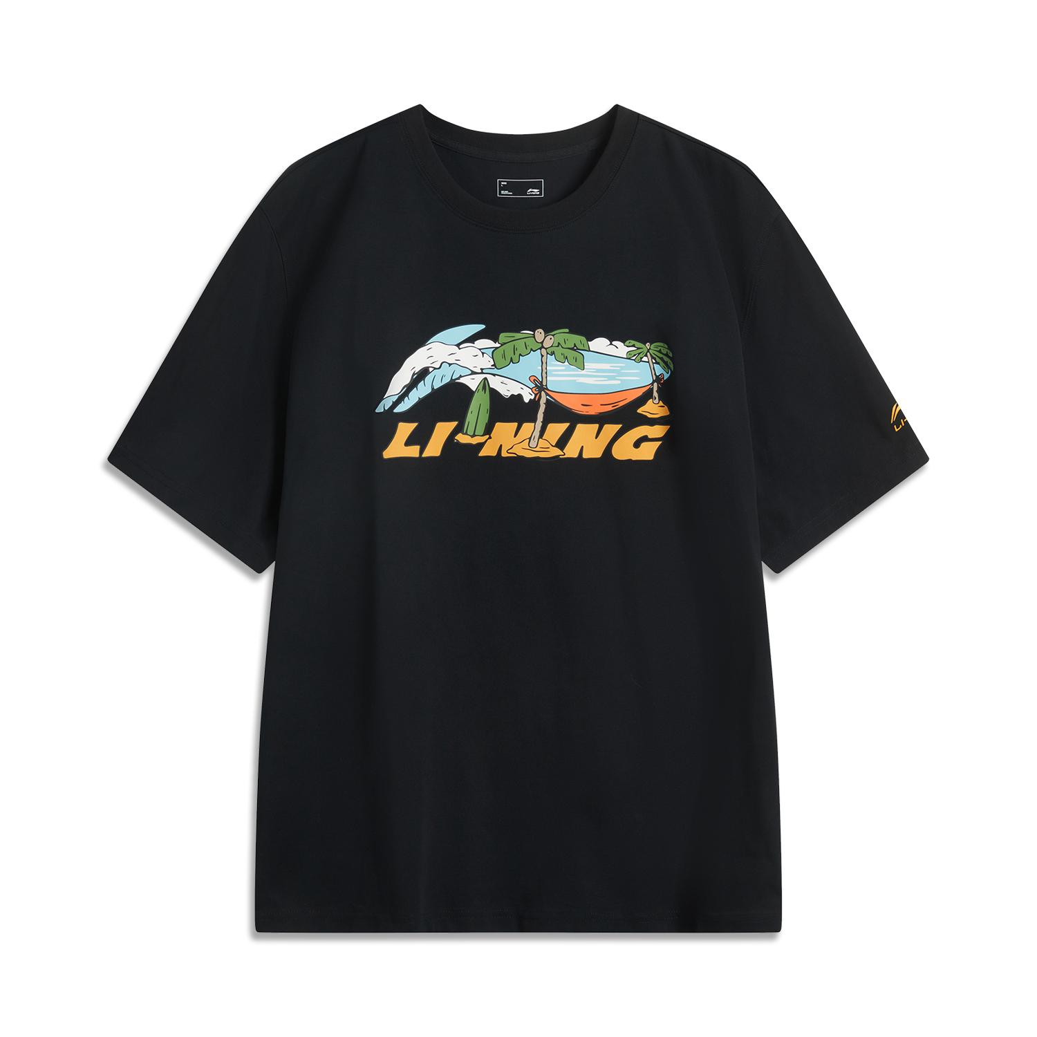 Li Ning Sports Life Collection T Shirt Men s Black Summer AHSV369-3 2XL