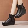 Small Size 32-43 Medium Heel Platform Wedges Boots Women Shoes Fall Winter 2024 Short Ankle Boots Soft Leather Botas Plush