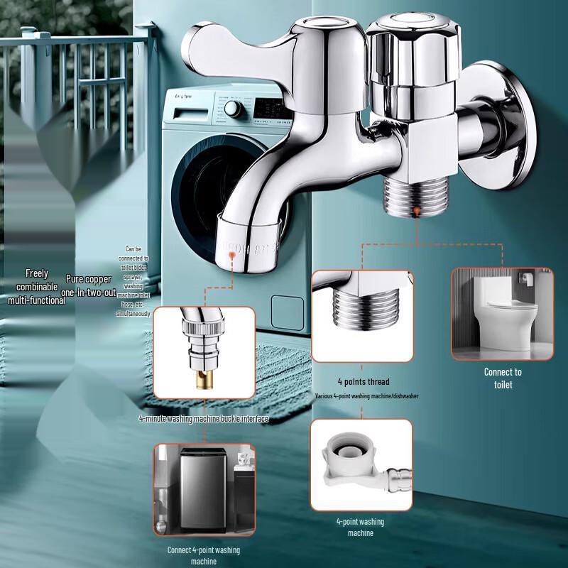 iLeddog Dual Outlet Brass Washing Machine Faucet