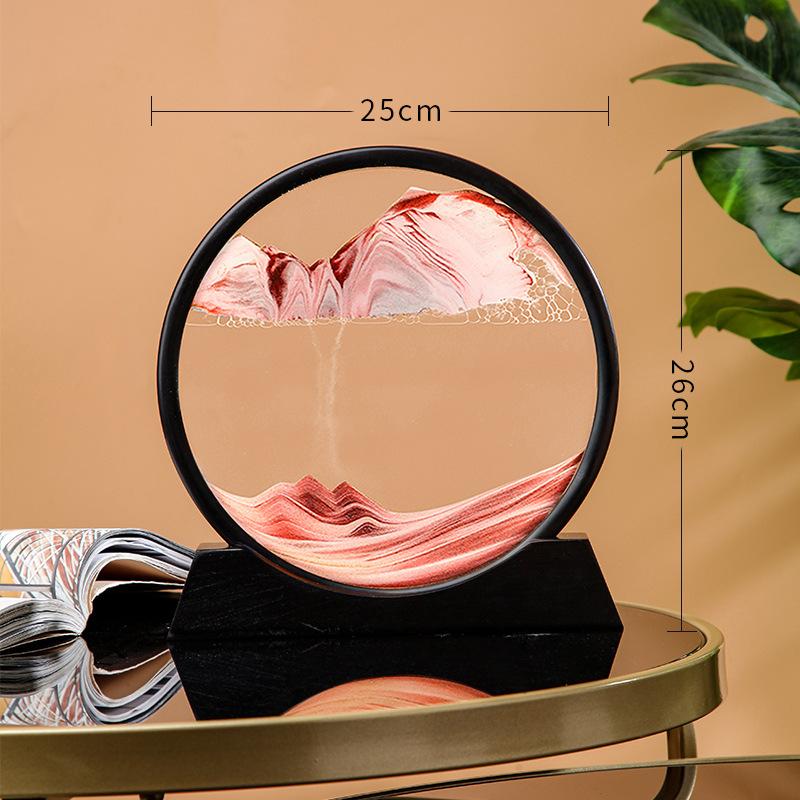 12 Inch 3D Moving Sand Art Picture Round Glass Ocean Sandscape Hourglass Quicksand Craft Flowing Sand Painting Home Decor