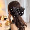 Garra de Cabelo Estampa de Bolinhas Laço Duplo Decorativo Presilha de Cabelo Design de Mola Forte Fixação Garra de Cabelo para Parte Traseira da Cabeça Acessórios de Cabelo