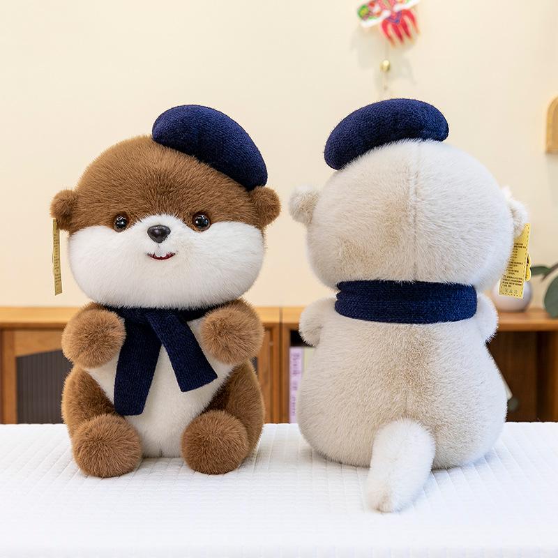 Super Cute Beaver Plush Toy for Friends Birthday Gift Top Hat Scarf Rag Doll Office Ornament Souvenir