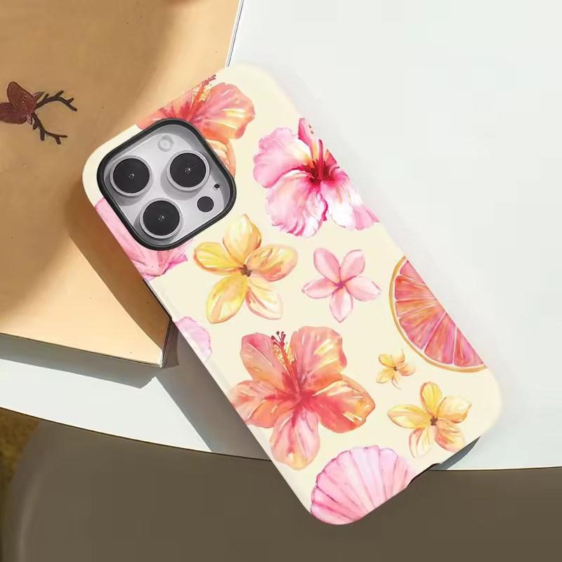 For Magsafe 2 in 1 Flower Pattern Case For iPhone 17 Air 11 12 Pro 13 14 Plus 15 16 Pro Max Luxury Magnetic Shockproof Phone Cover