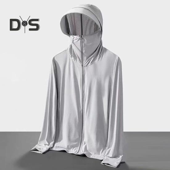 Sunscreen Clothing Jacket Men Women Hooded Long Sleeve Zipper Closure Ice Silk Outdoor UV Protection Coat