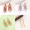 Fashion Butterfly Gold Plated Earrings With Green Zircon Gems For Women