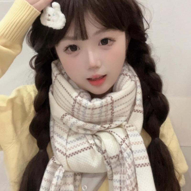 Iceland sea salt blue scarf women's autumn and winter new mohair solid color versatile scarf warm imitation cashmere shawl