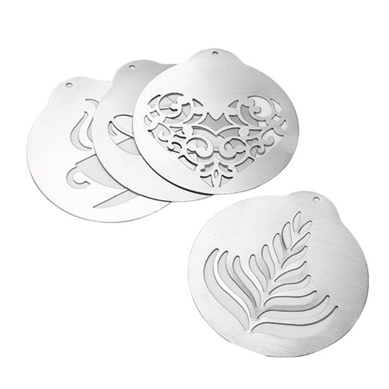 5 PCS/set Stainless Steel Lattes Art Stencils Cappuccinos Art Templates