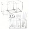 1pc Silverware Organizer Tray with 3 Compartments, Clear Plastic Cutlery Caddy Holder for Forks Spoons and Knives, Suitable for Party