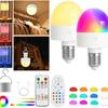 Battery-Powered Rechargeable RGB Light Bulb with Remote, E26 Base, for Non-Hardwired Wall Lamps & Chandeliers