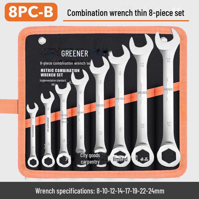 Green Forest Thin Open End Wrench Set: Complete Hardware Tool Set