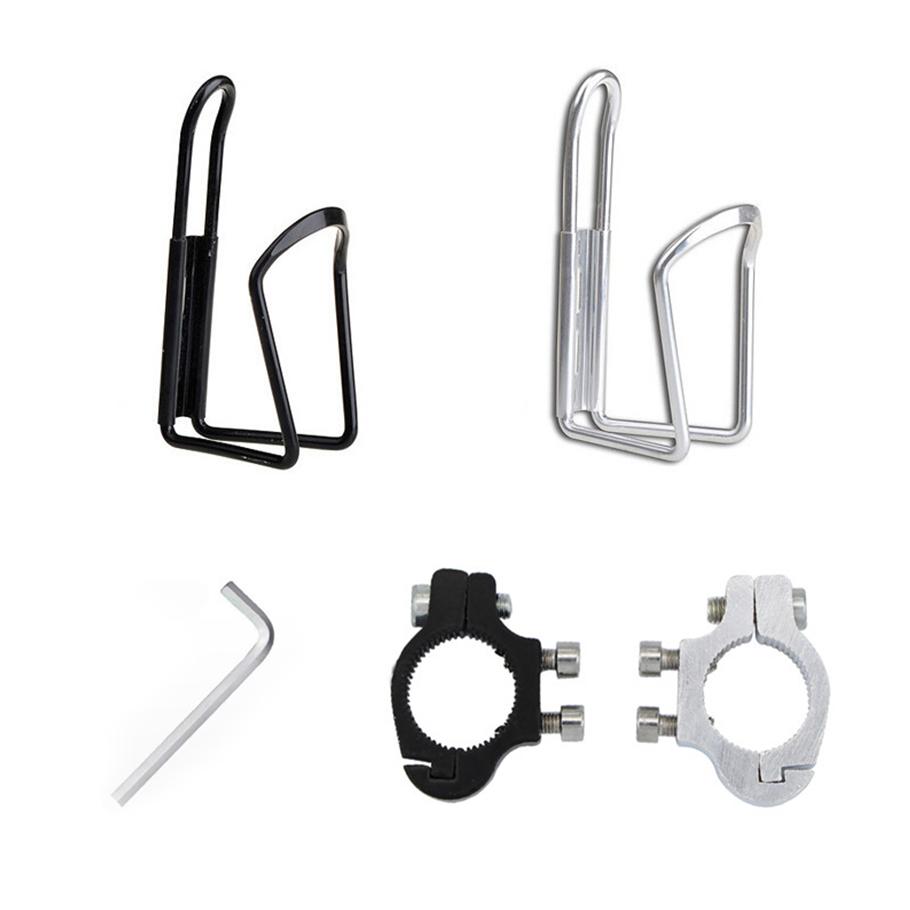 Bicycle Handlebar Water Bottle Holder, Aluminum Frame Mount Bracket with Clip, Practical Water Cage Accessory for Mountain and Road Bikes