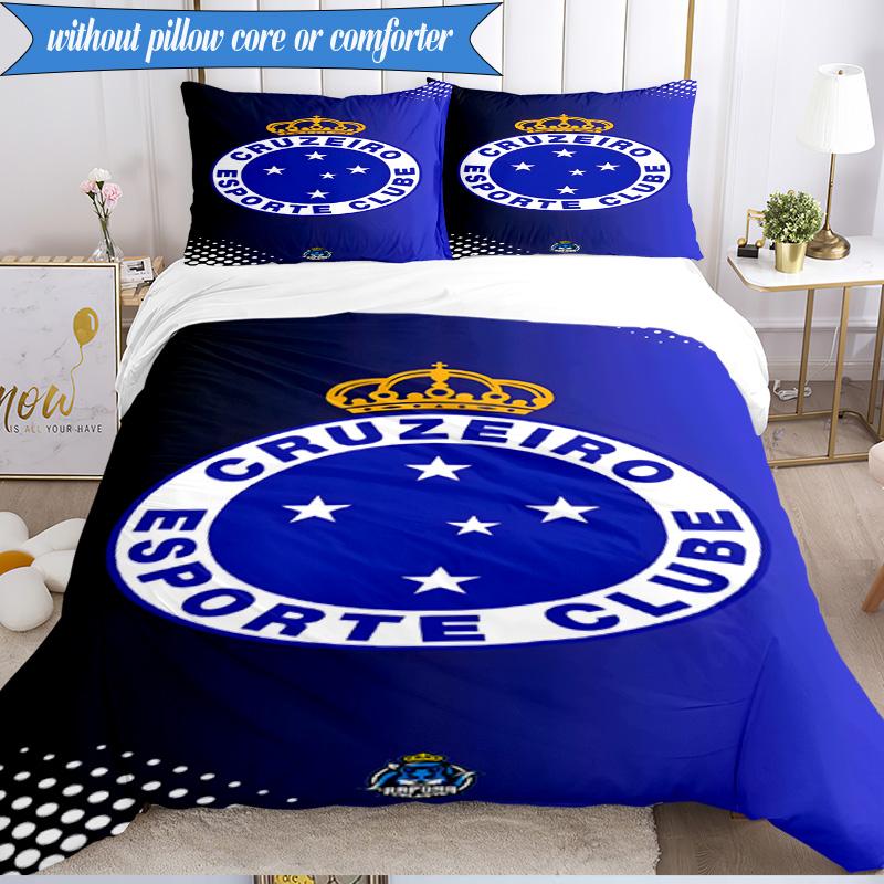 3PCS Cruzeiro Esporte Clube Printed Soft Bedding Set,Including 1pc Duvet Cover And 2pcs Pillowcases Perfect for Bedroom, Dormitory, Fan gift