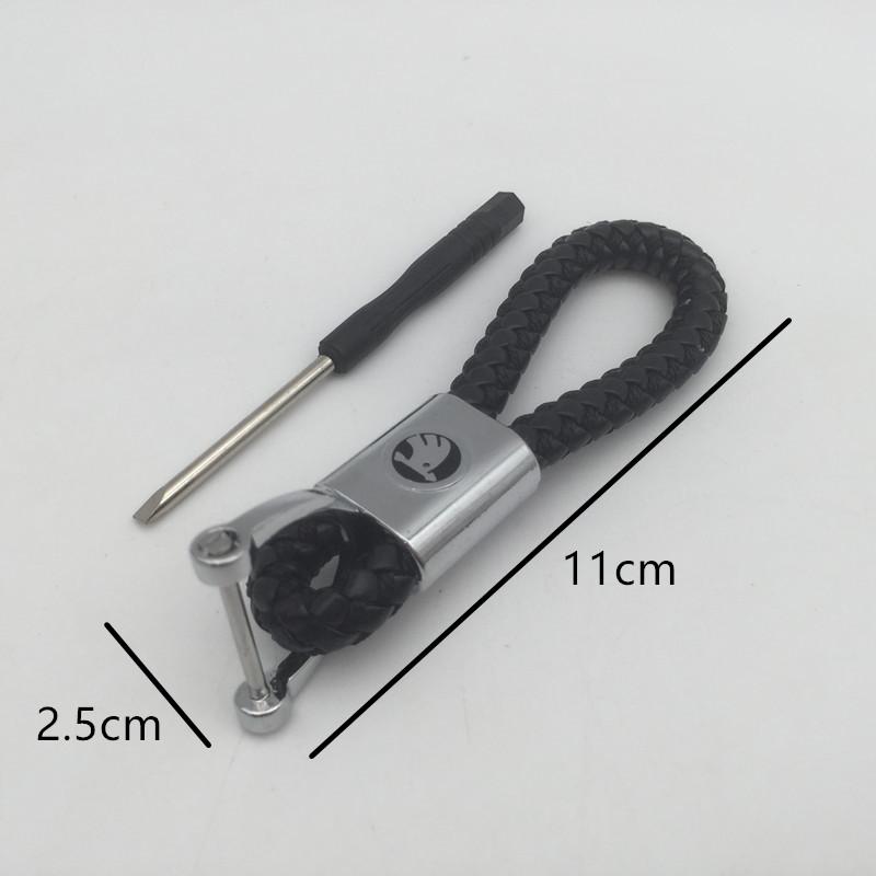 AAFO1 1pcs Metal+Leather for skoda Car Key Cover Case Wallet Emblem Keychain key chain Keyring bag badge Decal styling Accessories