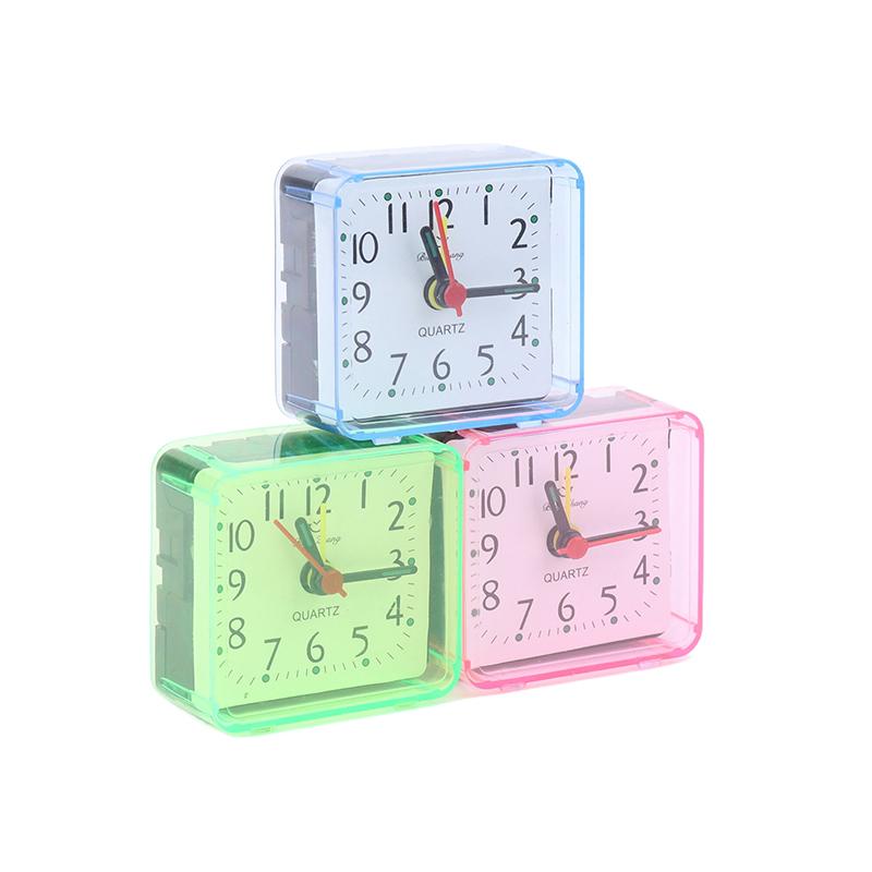 1Pc Mini Square Alarm Clock Quartz Alarm Clock Battery Operated Table Bedroom Clocks For Sleeping Studying Home Decor