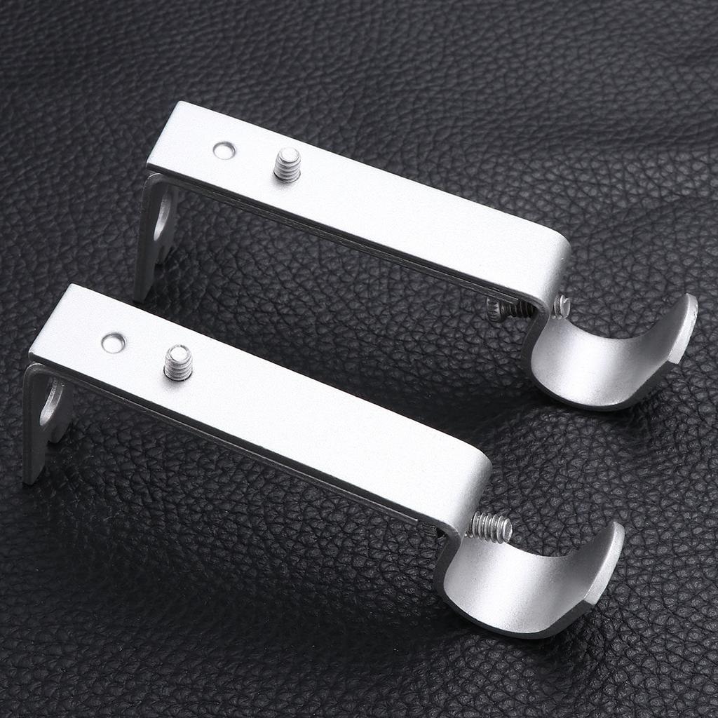 2Pcs Curtain Rod Brackets Adjustable Iron Curtain Holder for Home Window Drapery Rod Pole Mounting Holder Coffee Color