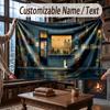 Nature Library Travel Theme Throw Blanket Custom Name Text Personalized Blanket Soft Cozy Blanket for Home Sofa Bed