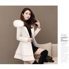 Women's contrasting color fur collar woolen jacket Nizi coat slim fit