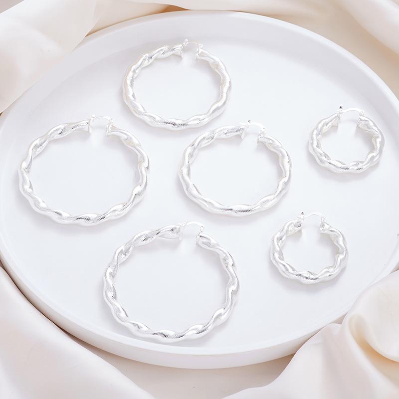 Gold & Silver Twisted Hoop Earrings for Women - Stylish Light Luxury Fashion Accessory