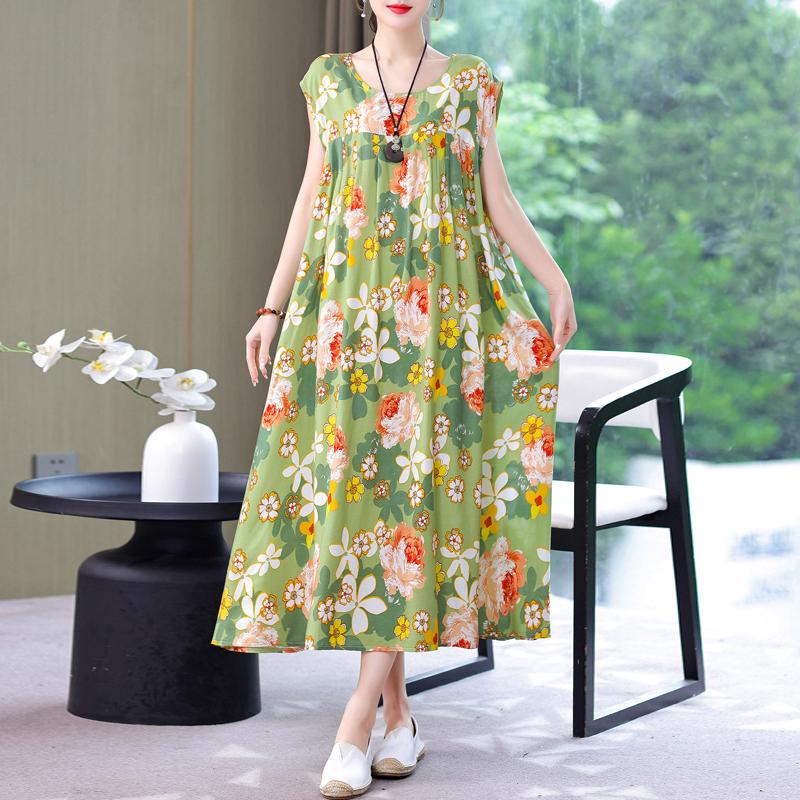Plus Size Sommer Vintage Kleid Frau Oversize Lose ärmellose lässige elegante lange Kleider