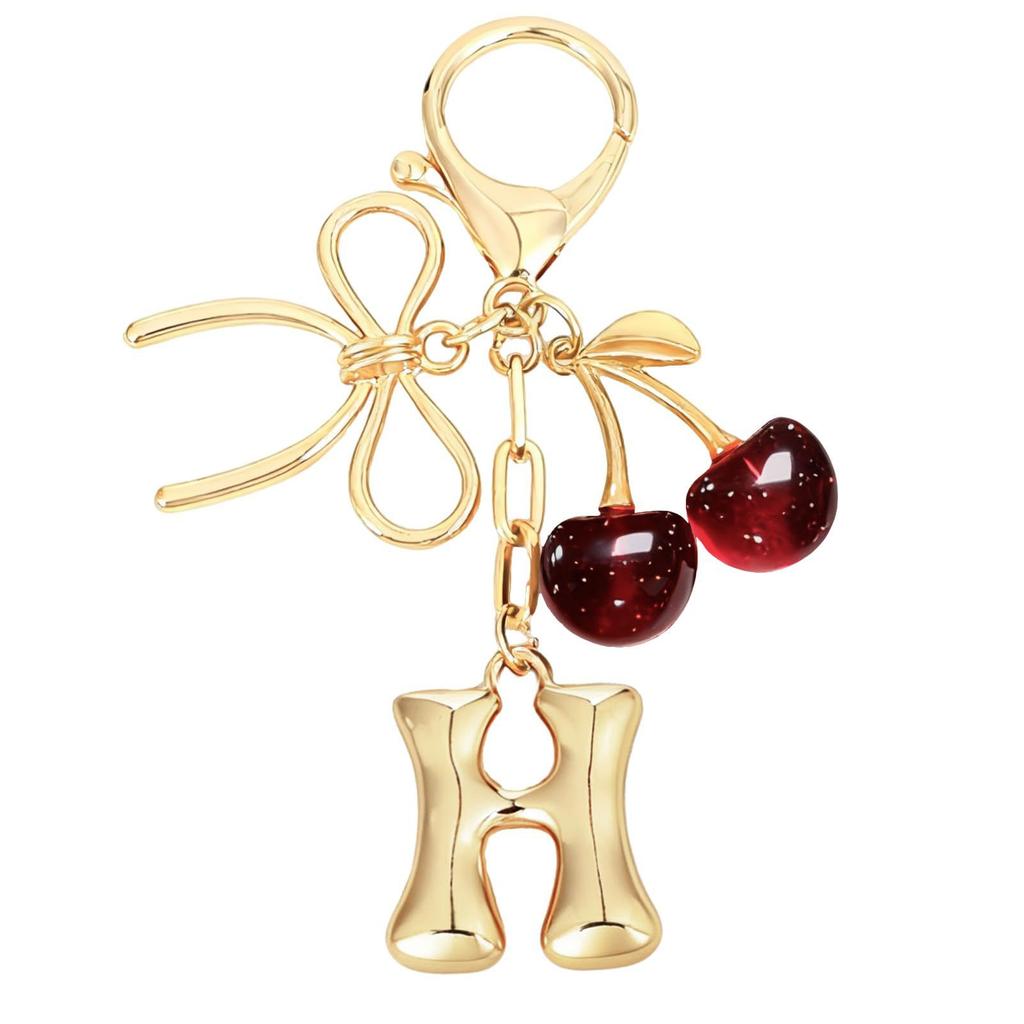 Bubble 26 English Alphabet Bow Cherry Keychain Creative Couple Bag Pendant Pendant
