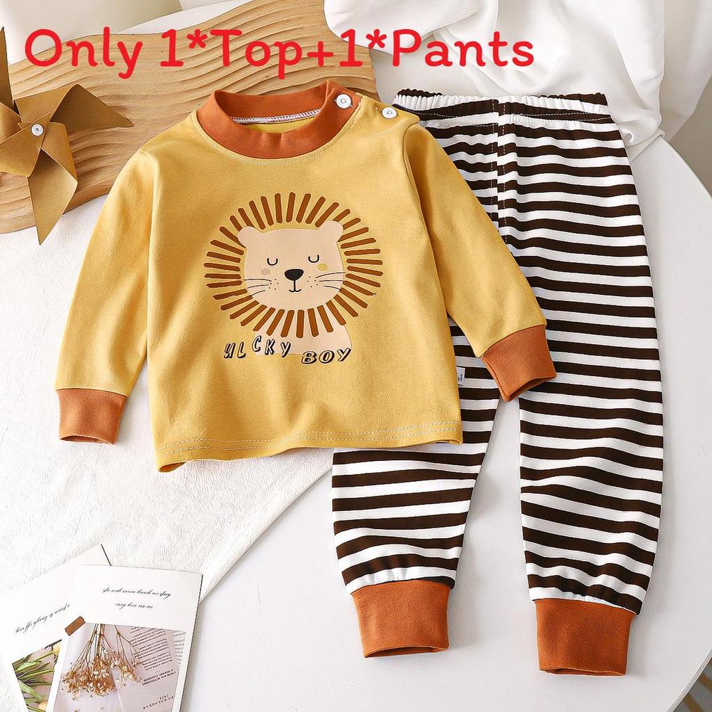 Çocuklar İçin Yazlık Pamuklu Çizgi Film Baskılı Pijama Takımı 3-8 Yaş