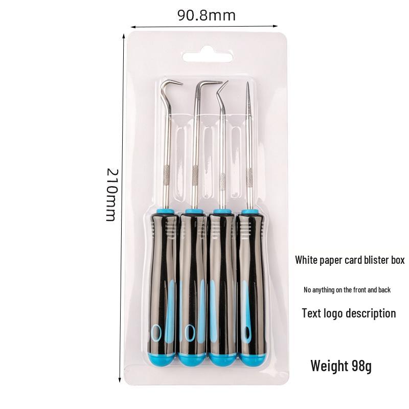 4-Piece Auto Repair Tool Set: Tire Patching, Oil Seal Hook, Screwdriver.