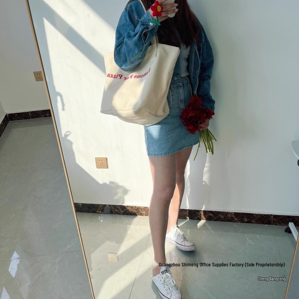 2025 Red Canvas Shoulder Bag with Casual Letter Print