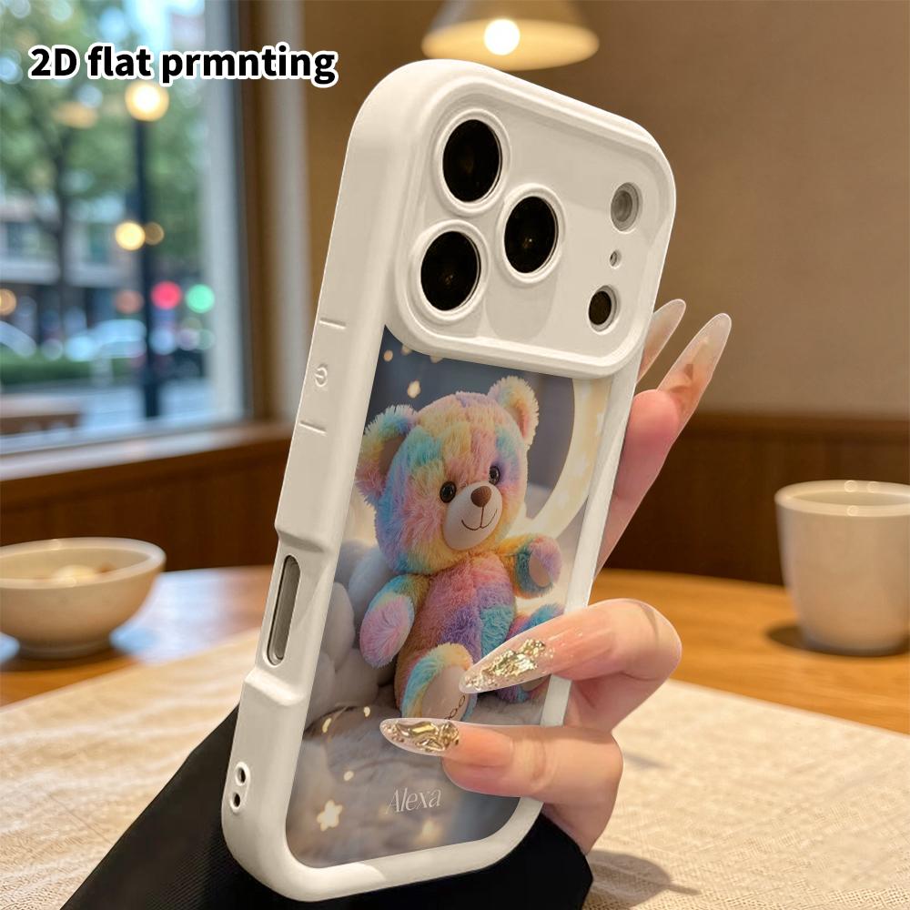 Phone Case: 2D Flat Design Suitable for iPhone 18 17 16 15 14 13 Pro Step Protection Case, Moon Lamp Bear, Christmas and Halloween Gift