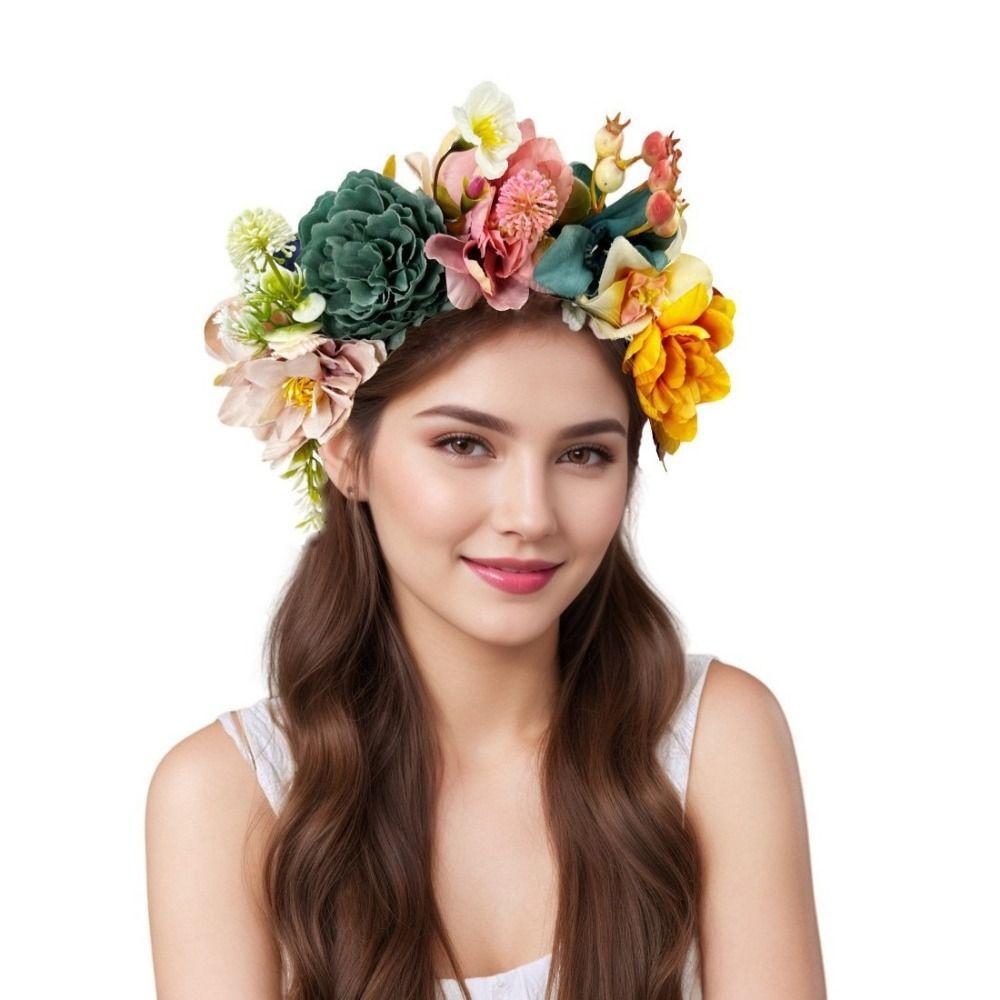 Fabric Flower Floral Hair Hoop Luxury Floral Simulation Flower Crown  Wedding