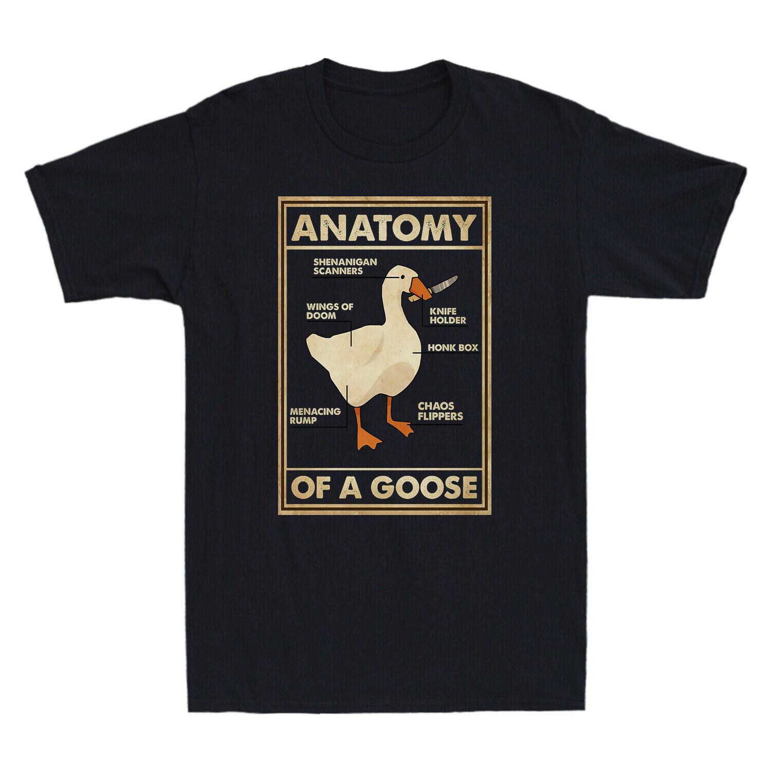 

Kawaii Anatomy Of A Goose Graphic T Shirt Funny Duck Gaming Gamer Retro Men Women Tops Creative Gothic Male Tees