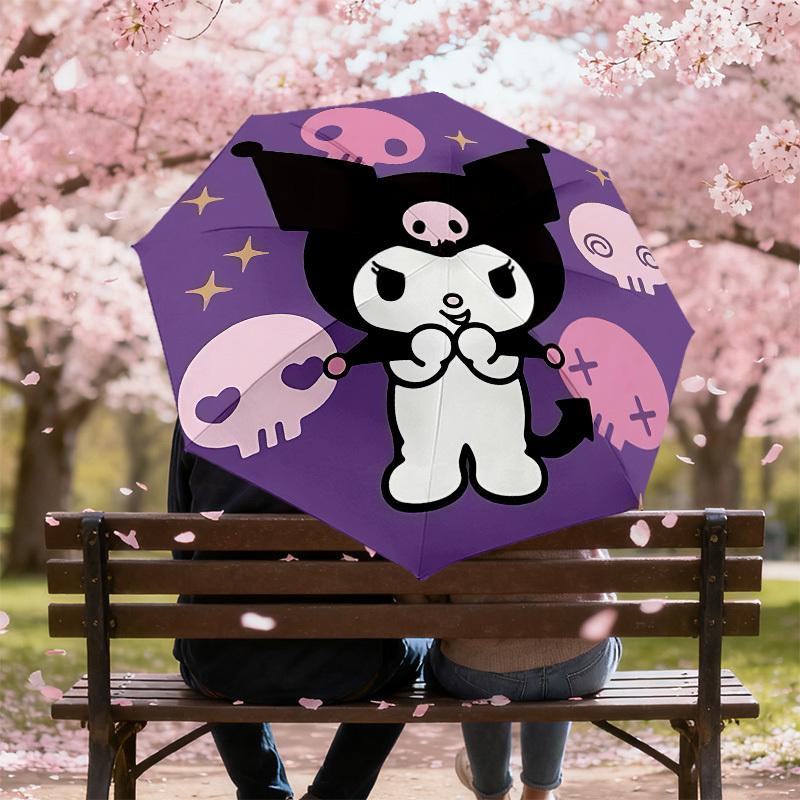 1PC Kuromi Skulls Umbrella-8-Rib Reinforced, Automatic Open, Lightweight & Durable, Cute Fashion Accessory for Outdoor-P2704