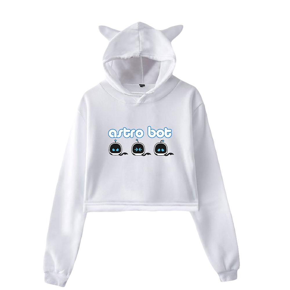 New Astro Bot Pullover Girls Casual Cat Cropped Hoodies Female Long Sleeve Sweatshirts Crop Top Women's Hoodie Sexy Tops
