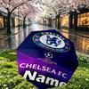 Custom Name Personalized Football Club F.C Print Umbrella, Auto Open Close, 8‑Rib Sturdy Frame, Commute Camping Hiking Use, Birthday Gift
