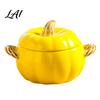 Handled Soup Bowl with Lid Pumpkin And Double Handle Microwave Safe Decorative Practical Kitchen Gift for Home Ceramic Bowl Heat Resistant Pot Stews