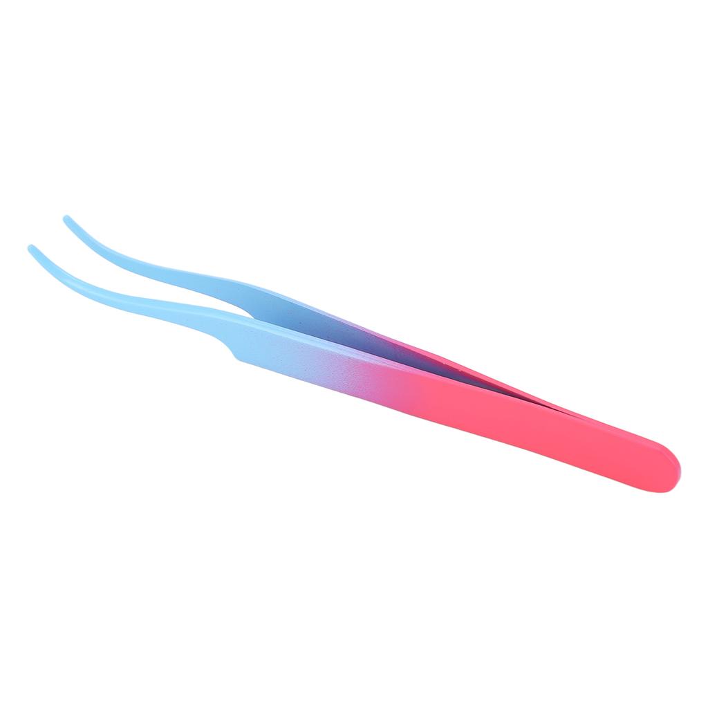 Wimpernpinzette Blau Rosa Farbverlauf Dünner Flacher Griff Starke Klemmung Edelstahl Wimpernverlängerungspinzette für Frauen