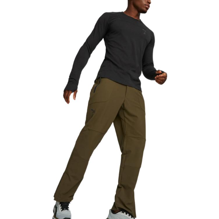 Puma Solid Color Crew Neck Pullover Long Sleeve T-Shirt Men Tops Black 522567-01