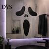 Spooky Theme Party Props Halloween Horror Ghost Face Wall Stickers, Minimalist Black Line Removable Door Vinyl Art Self-Adhesive Decor for Bedroom