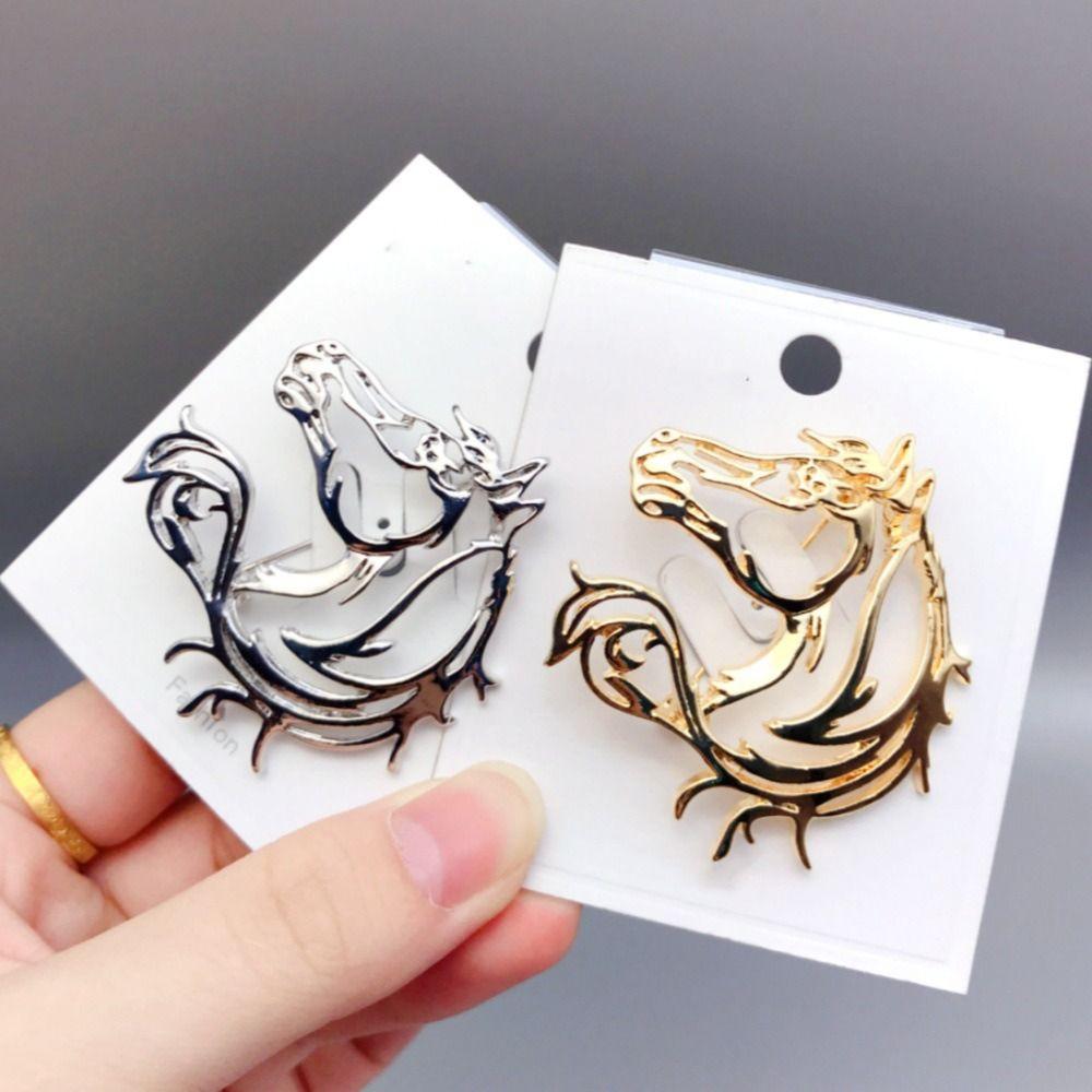 Zinc Zinc Alloy Hollow Horse Brooch Simple Animal Horse Brooch Creative Zodiac Horse Pin  Coat